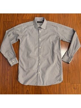 John Varvatos Classic Blue Plaid Button Down Dress Shirt Boys 14